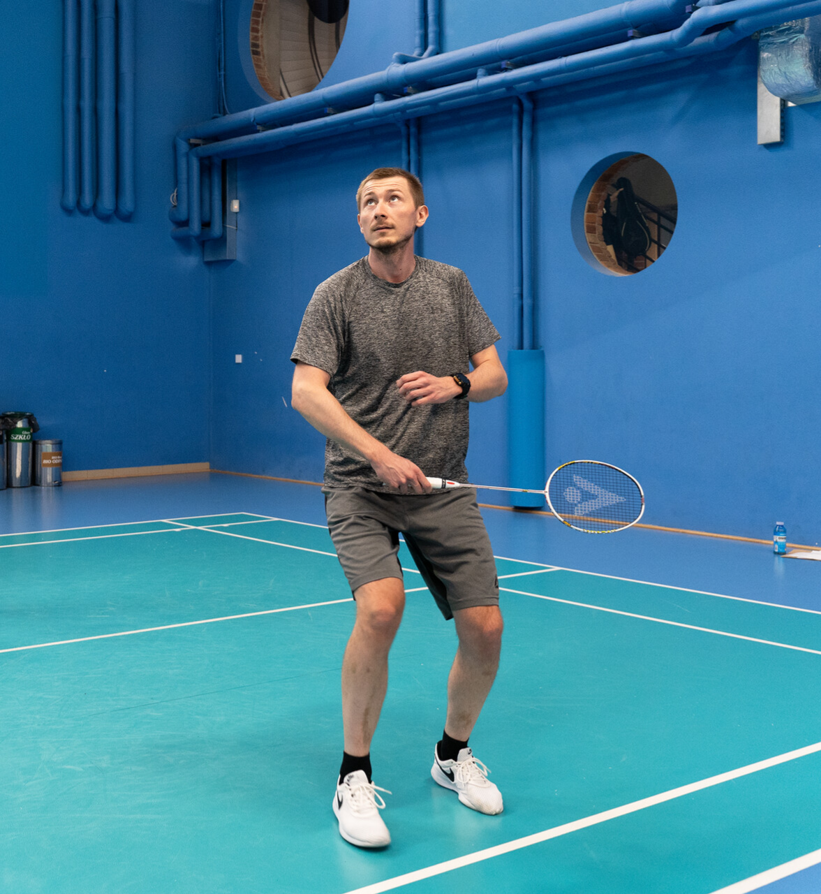 Playing badminton
