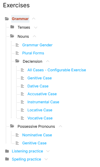 Exercises reorganized