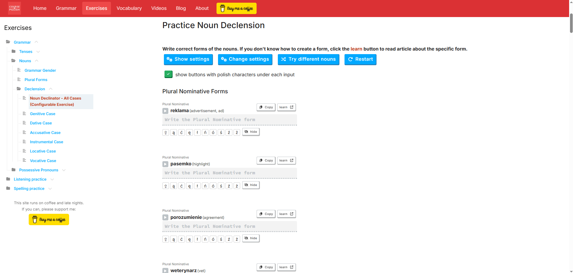Hidden settings by default