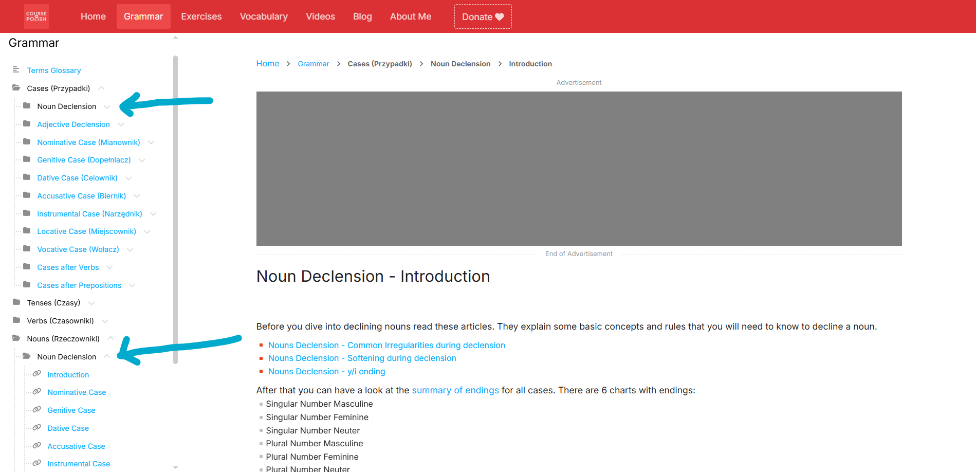 Noun Declension Location