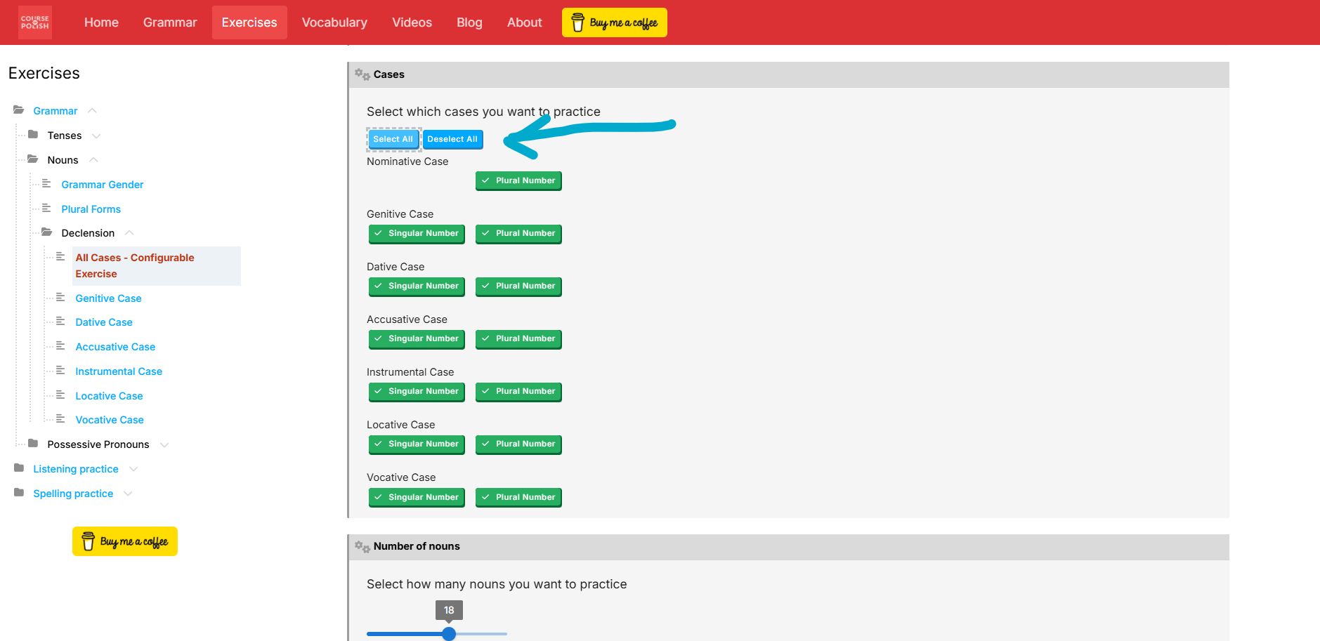 Select and deselect all Cases