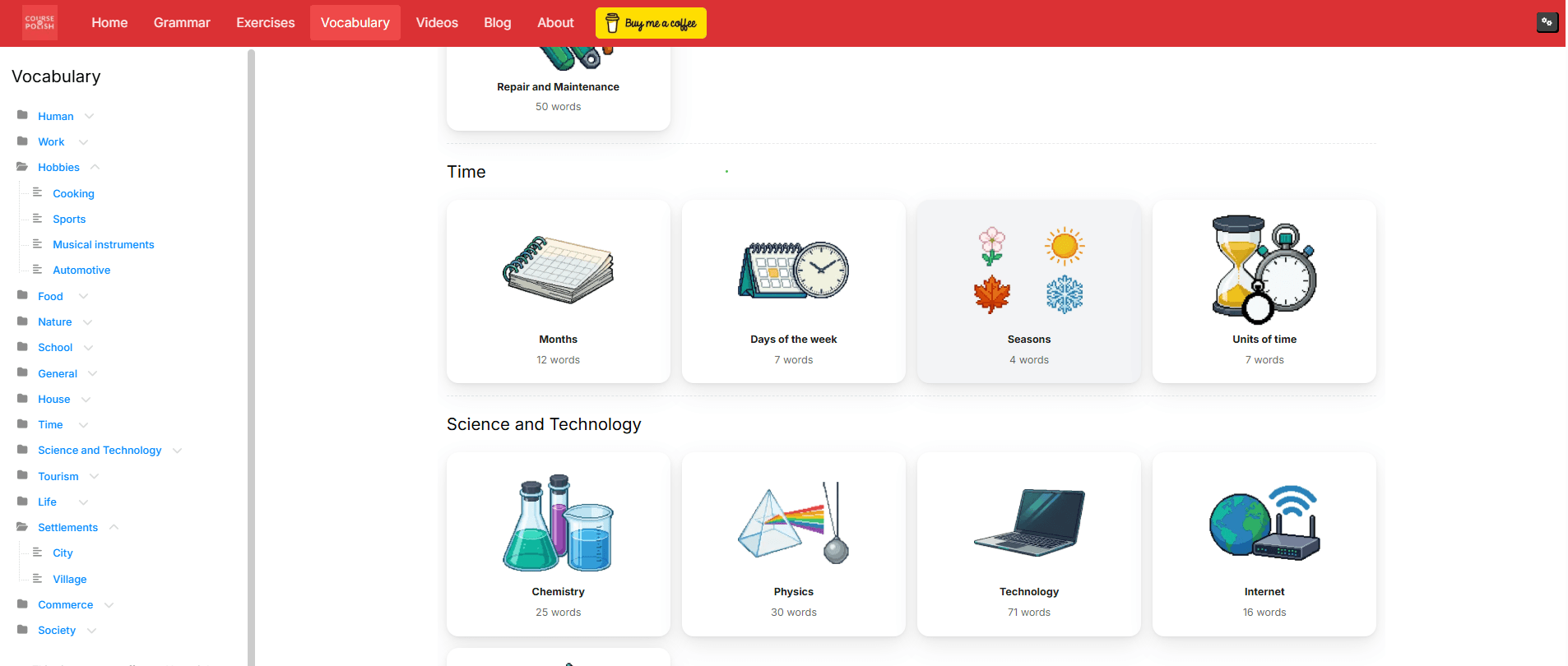 Subcategories with images