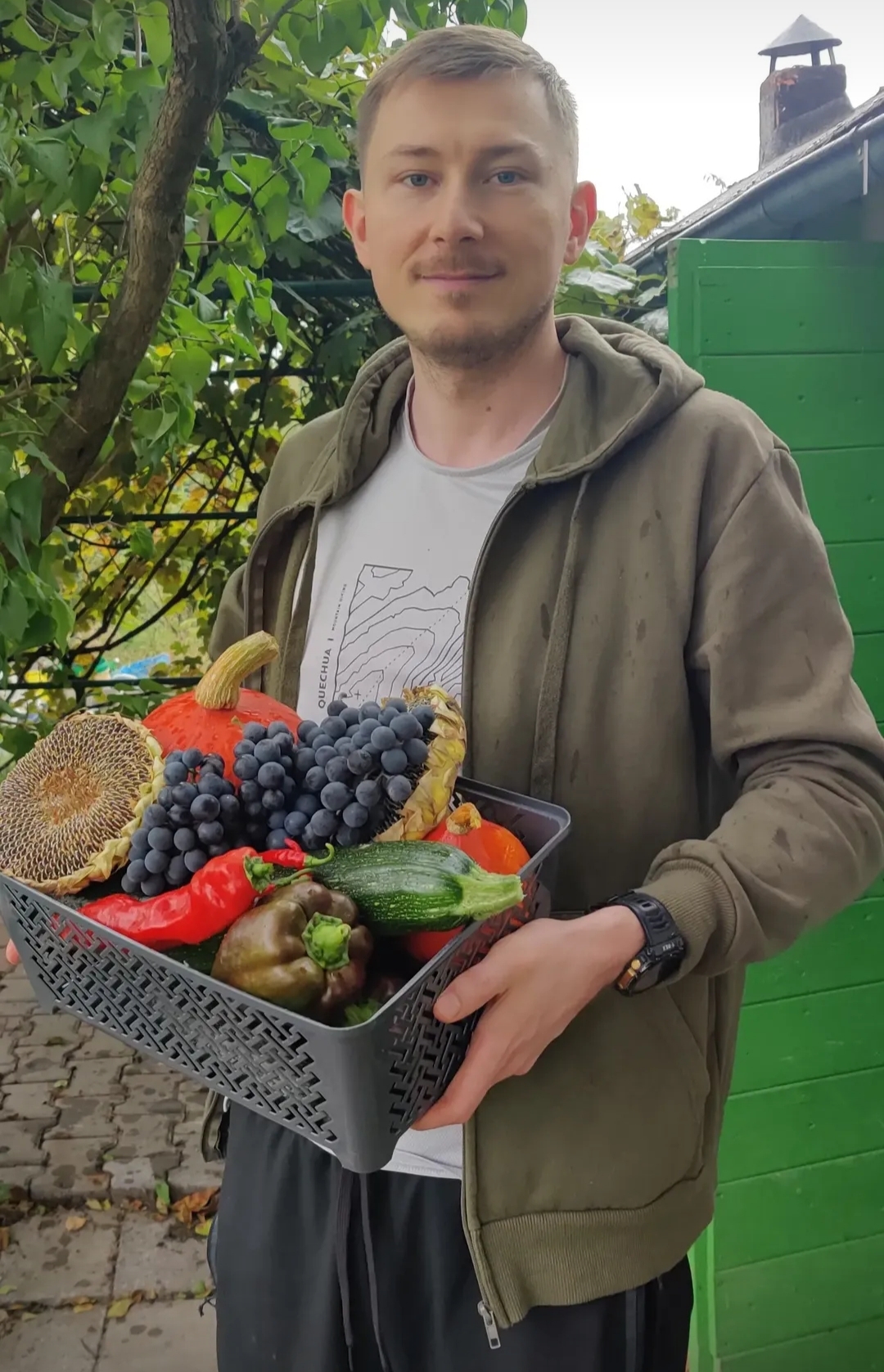 Me with some vegetables and fruits