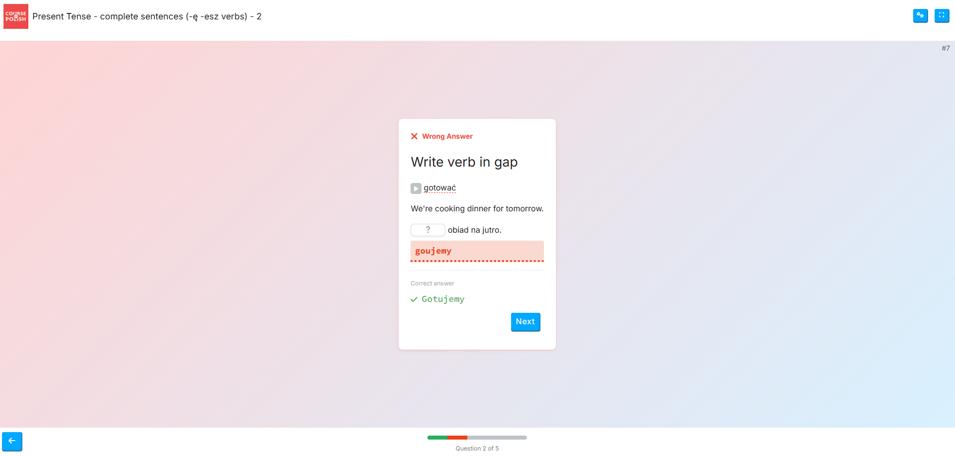 View After Wrong Answer